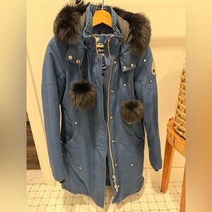 Original Moose Knuckles Black Fox Fur Trim Puffer Jacket